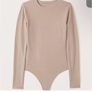 Abercrombie & Fitch Taupe Long Sleeve Bodysuit